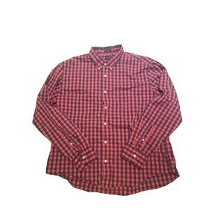 J.Crew Shirt Men's‎ Size XXL Red Navy Gingham Performance Slim Untucked Casual